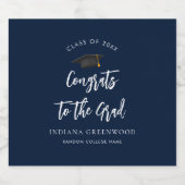 卒業式2025 Script Navy Blue Grad カスタム ビールラベル (シングルラベル)