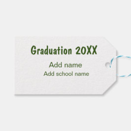 卒業式20XX年名学校の緑を追加モダン ギフトタグ