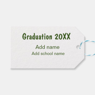卒業式20XX年名学校の緑を追加モダン ギフトタグ