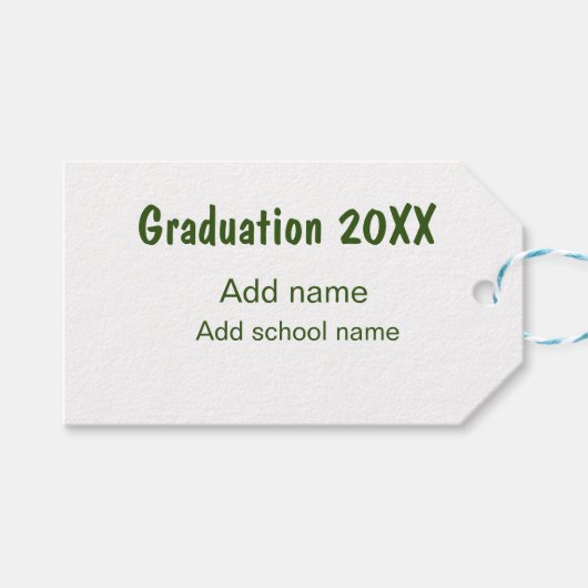 卒業式20XX年名学校の緑を追加モダン ギフトタグ (正面(横))