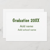 卒業式20XX年名学校の緑を追加モダン シーズンカード (正面/裏面)
