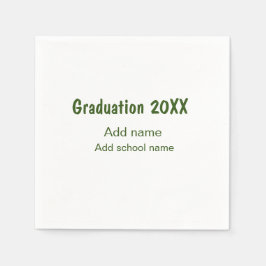 卒業式20XX年名学校の緑を追加モダン スタンダードカクテルナプキン