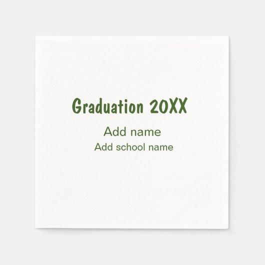 卒業式20XX年名学校の緑を追加モダン スタンダードカクテルナプキン (正面)