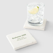 卒業式20XX年名学校の緑を追加モダン ストーンコースター (横)