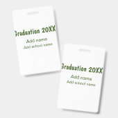 卒業式20XX年名学校の緑を追加モダン バッジ (表裏)
