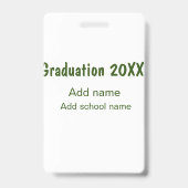 卒業式20XX年名学校の緑を追加モダン バッジ (裏面)