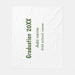 卒業式20XX年名学校の緑を追加モダン フリースブランケット