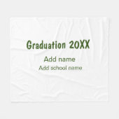 卒業式20XX年名学校の緑を追加モダン フリースブランケット (正面(横))