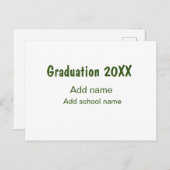 卒業式20XX年名学校の緑を追加モダン ポストカード (正面/裏面)