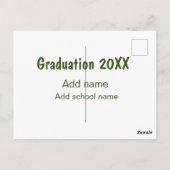卒業式20XX年名学校の緑を追加モダン ポストカード (裏面)