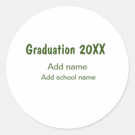 卒業式20XX年名学校の緑を追加モダン ラウンドシール