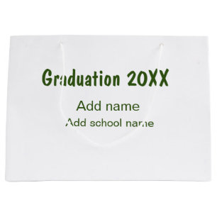 卒業式20XX年名学校の緑を追加モダン ラージペーパーバッグ