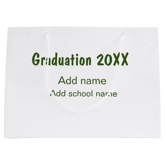 卒業式20XX年名学校の緑を追加モダン ラージペーパーバッグ (正面)