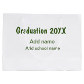 卒業式20XX年名学校の緑を追加モダン ラージペーパーバッグ (裏面)