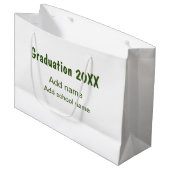 卒業式20XX年名学校の緑を追加モダン ラージペーパーバッグ (正面アングル)