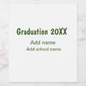 卒業式20XX年名学校の緑を追加モダン ワインラベル (シングルラベル)