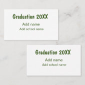 卒業式20XX年名学校の緑を追加モダン 名刺 (正面/裏面)