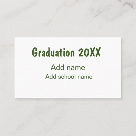 卒業式20XX年名学校の緑を追加モダン 名刺 (正面)