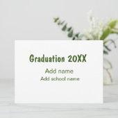 卒業式20XX年名学校の緑を追加モダン 招待状 (スタンド正面)