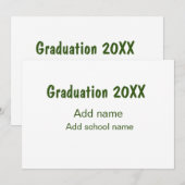 卒業式20XX年名学校の緑を追加モダン 招待状 (正面/裏面)