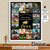 卒業式22フォトコラージュおめでとうブラック金ゴールド ポスター