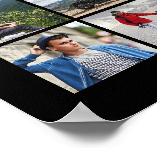 卒業式22フォトコラージュグラード白黒 ポスター (角)