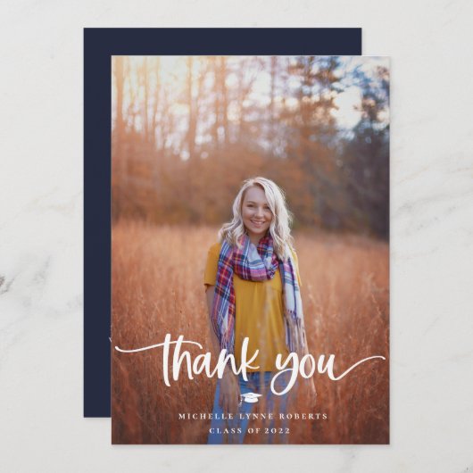 卒業式2 フォト サンクスカード サンキューカード (正面/裏面)