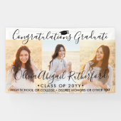 卒業式3フォトコラージュシンプルブラックスクリプト 横断幕 (横)