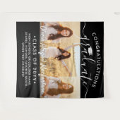 卒業式3フォトコラージュ大黒背景 タペストリー (正面(横))