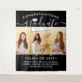 卒業式3フォトコラージュ大黒背景 タペストリー (正面)