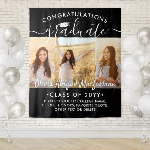 卒業式3フォトコラージュ大黒背景 タペストリー