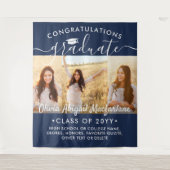 卒業式3フォトコラージュ海軍の背景 タペストリー (正面)