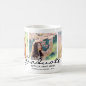 卒業式3フォトコラージュ黒いスクリプト名 コーヒーマグカップ (中央)