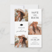 卒業式3枚の写真 Save The Date カード (正面)