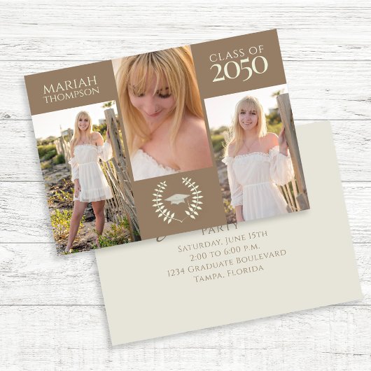 卒業式3枚フォトシンプルクリエイティブ 招待状