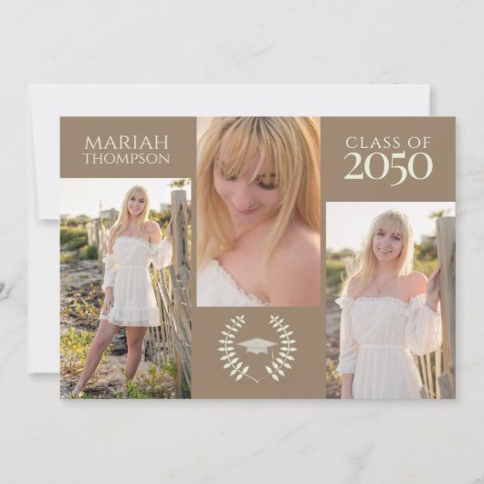 卒業式3枚フォトシンプルクリエイティブ 招待状 (正面)