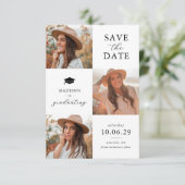卒業式3枚写真Save The Dateカード セーブザデート (スタンド正面)