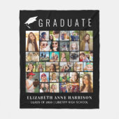 卒業式30フォトコラージュブラック フリースブランケット (正面)