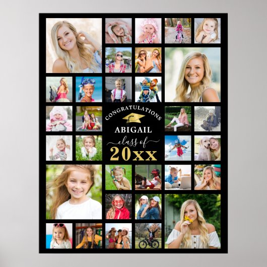 卒業式32フォトコラージクラス年カスタム間 ポスター (正面)