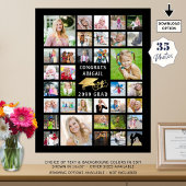 卒業式35フォトコラージメタリック金ゴールドブラック ポスター