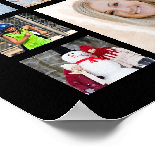 卒業式35フォトコラージメタリック金ゴールドブラック ポスター (角)