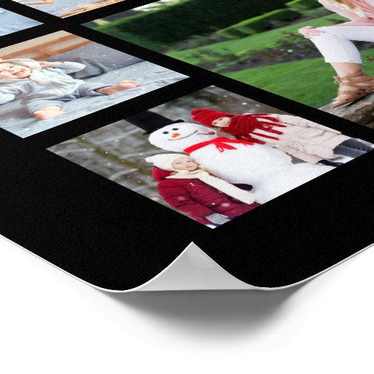 卒業式35フォトコラージュCLASS YEARブラック ポスター (角)