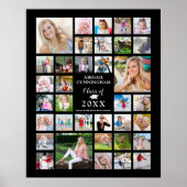 卒業式35フォトコラージュCLASS YEARブラック ポスター (正面)