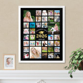 卒業式35フォトコラージュCLASS YEARブラック ポスター