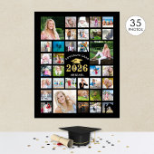 卒業式35フォトコラージュCLASS YEARブラック ポスター