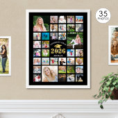 卒業式35フォトコラージュCLASS YEARブラック ポスター