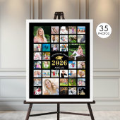 卒業式35フォトコラージュCLASS YEARブラック ポスター