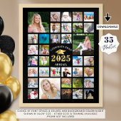 卒業式35フォトコラージュCLASS YEARブラック ポスター
