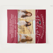 卒業式3 フォトコラージュ 赤と白の背景 タペストリー (正面(横))