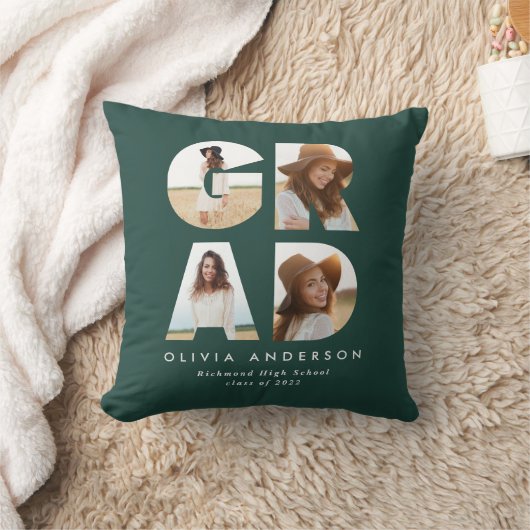 卒業式4フォトグモダンロパーソナライズされたーン クッション (ブランケット)
